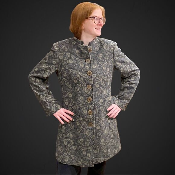 Apria Cashmere Angora Blend Paisley Coat Small - Picture 3 of 15